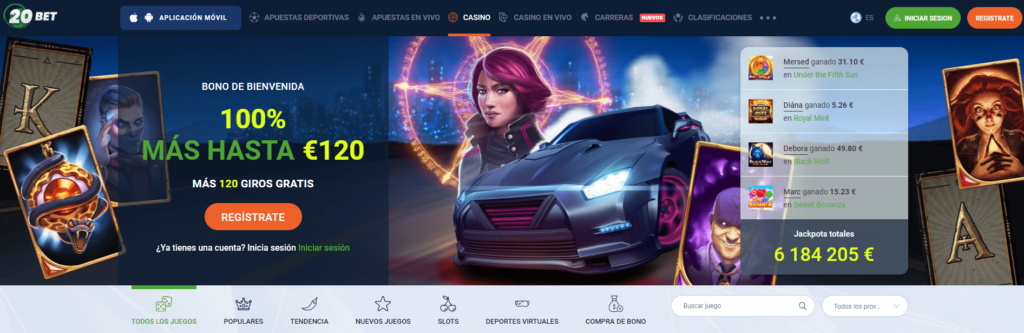 20bet casino diseño e interfaz