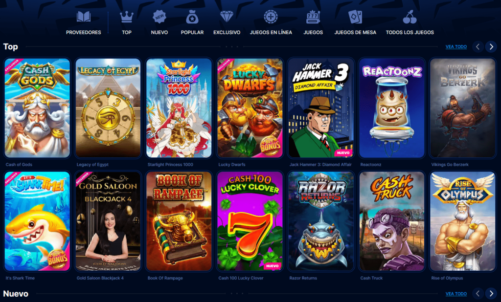 Juegos en Boomerang Bet Casino