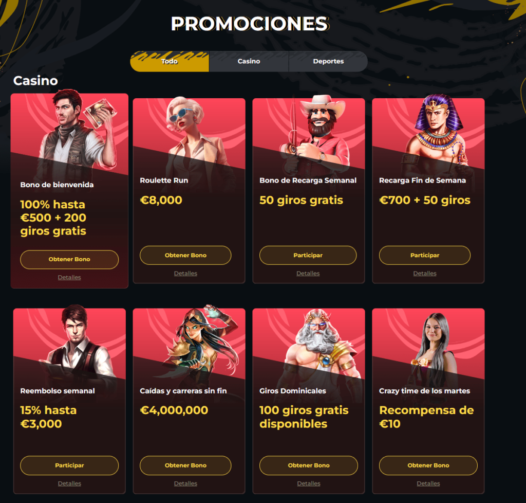 Sistema de bonos en Boomerang Casino