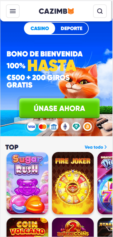 Versión Móvil de Cazimbo Casino