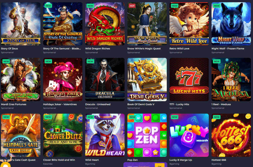 Variedad de Juegos en Rolling Slots Casino