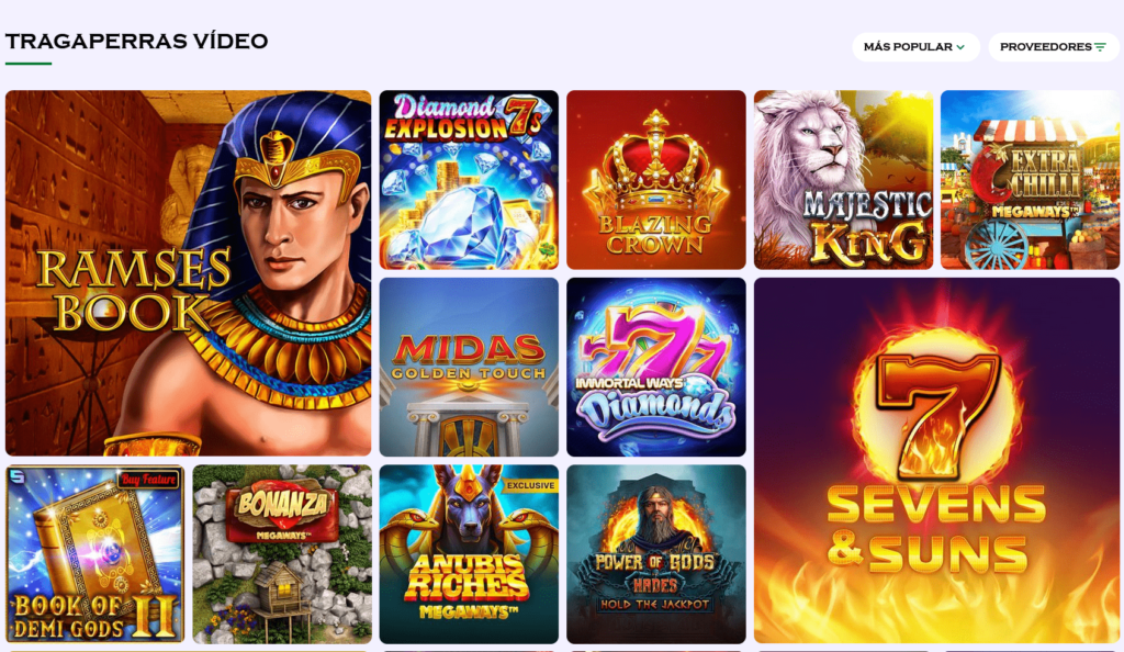 Variedad de Juegos en Lucky Bandit Casino