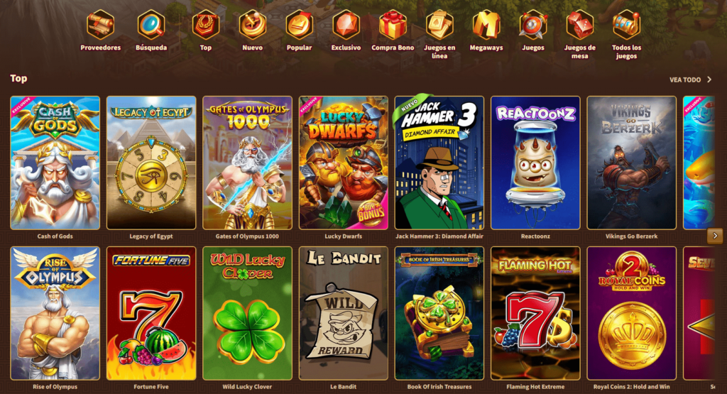 Selección de Juegos en My Empire Casino