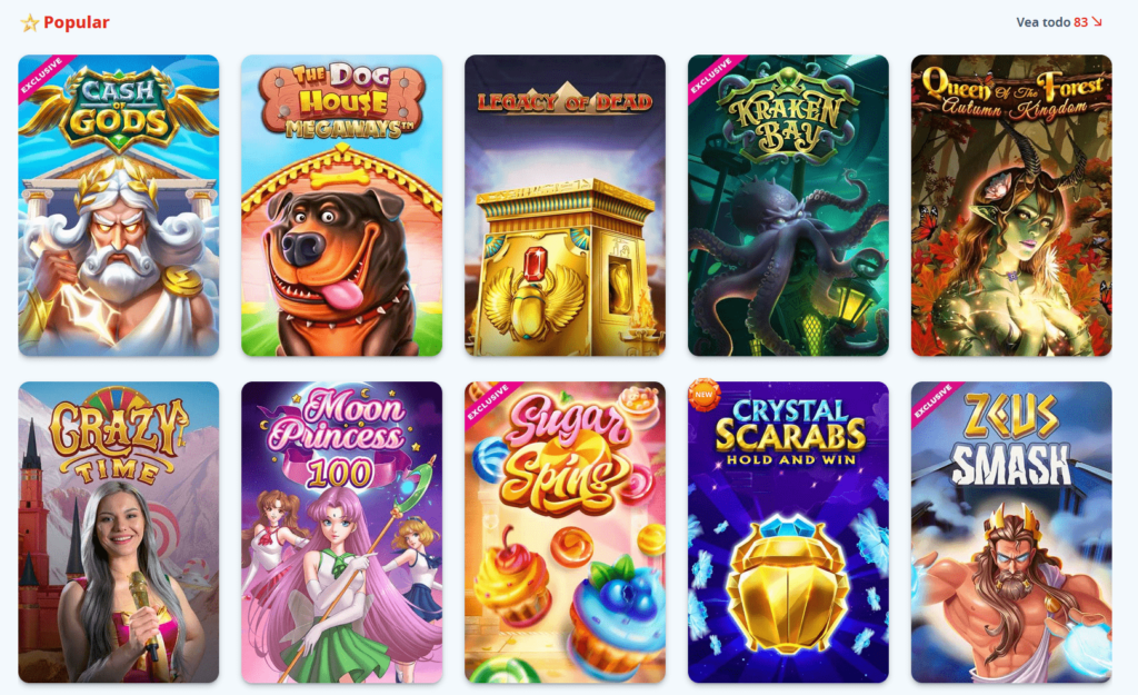 El catálogo de juegos en Casino Infinity