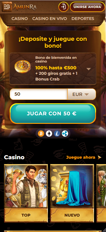 Experiencia en dispositivos móviles en AmunRa Casino